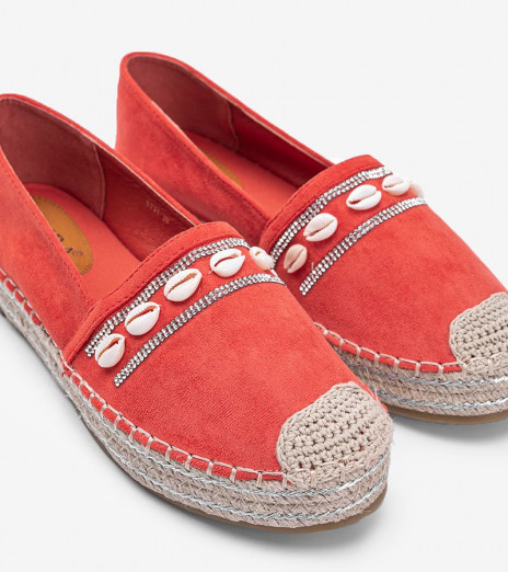 Oranžové espadrilky s mušlemi Sea Side