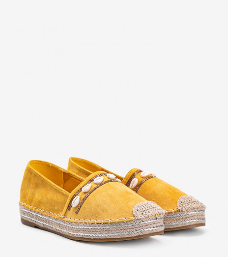 Hořčicové espadrilky s mušlemi Sea Side