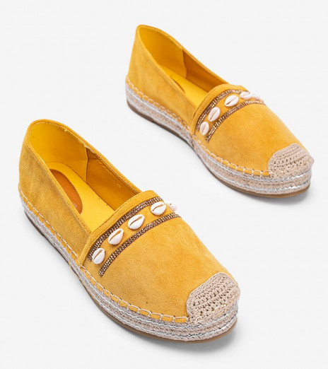 Hořčicové espadrilky s mušlemi Sea Side