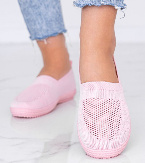 Růžové prolamované tenisky Slip On Deep