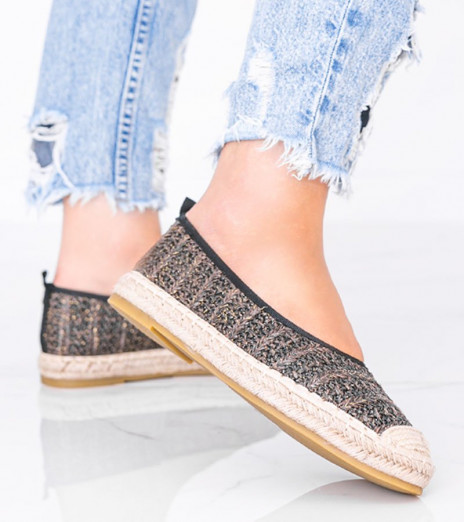 Hnědé espadrilky se zlatou nití Zoey