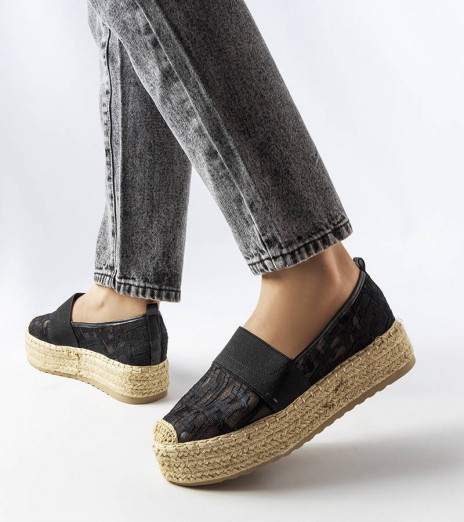 Černé síťované espadrilky Bateliers