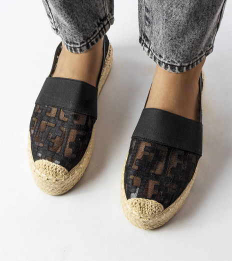 Černé síťované espadrilky Bateliers