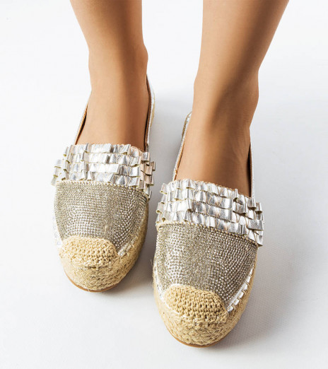 Stříbrné espadrilky zdobené reliéfem Geoffrey YJ505 SILVER