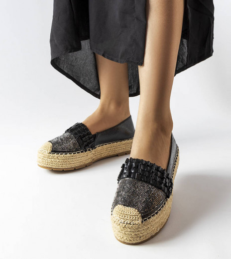 Černé espadrilky zdobené reliéfem Geoffrey YJ505 BLACK