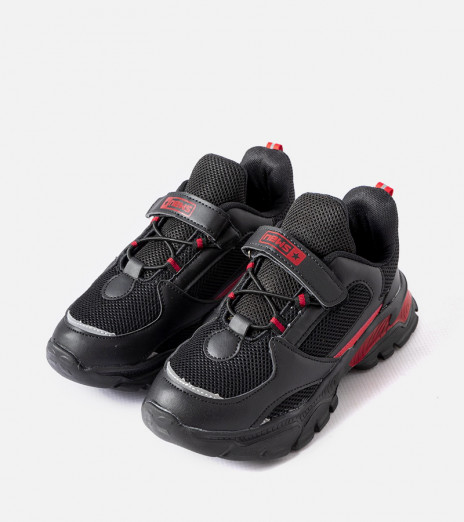 Černé tenisky na suchý zip 22DZ32-4932 BLACK-RED