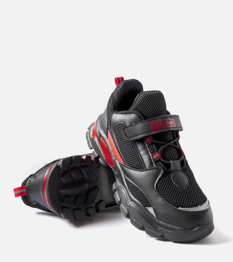 Černé tenisky na suchý zip 22DZ32-4932 BLACK-RED